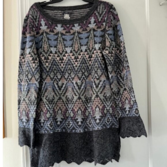 Peruvian Connection Alpaca Wool Blend  Fair Isle Sweater Cottagecore Apres Ski - Picture 4 of 9